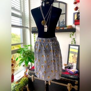 VLD Pineapple Striped Mid Skirt - blue / white / yellow